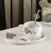Чайная пара с ложкой «Котик», чашка 200 мл, блюдце 18×11см 7329168
