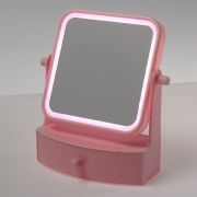 Зеркало KZ-05, подсветка, 22 × 20 × 9 см, 4хААА, квадратное, розовое 3488113