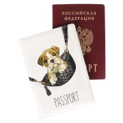 Обложка на паспорт Собака в сумке (ПВХ) ОП-6246