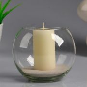 Ваза-шар стеклянная «Классика» с белой свечой, 12×10 см   4534519